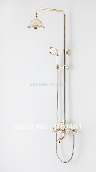 NEW Wholesale /Retail Promotion NEW Golden Bathroom Tub Shower Faucet Set Cross Handles Shower Column Mixer Tap [Golden Shower-2904|]