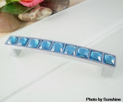 New arrival 96mm blue diamond crystal handle, modern door handle, drawer handle