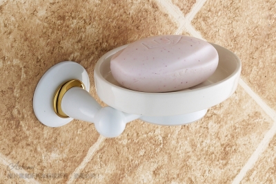 White soap dish, soap holder ,soap box ,fashion bathroom accessories luxury roast white paint gold [BathroomHardware-177|]