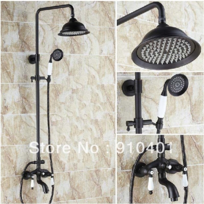 Wholdsale And Retail Promotion Oil Rubbed Bronze Luxury Rain Shower Faucet Set Double Ceramic Handles Shower [Oil Rubbed Bronze Shower-3862|]