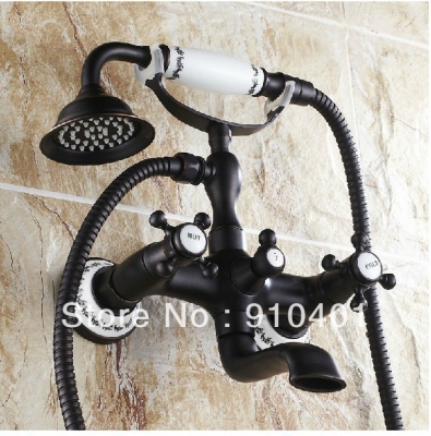 Wholesale And Retail Promotin Oil Rubbed Bronze Ceramic Bathroom Tub Faucet Clawfoot Tub Shower W/ Hand Shower
