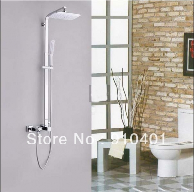 Wholesale And Retail Promotion Wall Mounted Chrome Finish 8" Square Rainfall Shower Faucet Set Tub Mixer Tap [Chrome Shower-2329|]