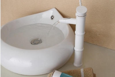 Wholesale And Retail Promotion Bamboo Shape Bathroom Basin Faucet Single Handle Bathroom White Sink Mixer Tap [Chrome Faucet-1488|]