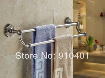 Wholesale And Retail Promotion Bathroom Accessories Antique Brass Bathroom Towel Rack Dual Towel Bars Holder [Towel bar ring shelf-5038|]