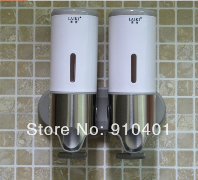 Wholesale And Retail Promotion Bathroom Hotel Wall Mounted Soap Dispenser Dual Shampoo Holder Stainless Steel [Soap Dispenser Soap Dish-4205|]