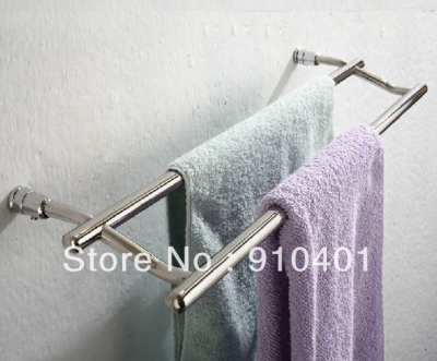 Wholesale And Retail Promotion Chrome Brass 24" Length Wall Mounted Bathroom Towel Rack Holder Dual Towel Bars [Towel bar ring shelf-4795|]