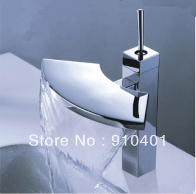 Wholesale And Retail Promotion Chrome Waterfall Bathroom Brass Faucet Basin Sink Water Mixer Tap Single Handle [Chrome Faucet-1157|]