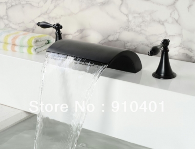 Wholesale And Retail Promotion Deck Mounted Oil Rubbed Bronze Deck Mounted Waterfall Bath Basin Faucet Sink Tap
