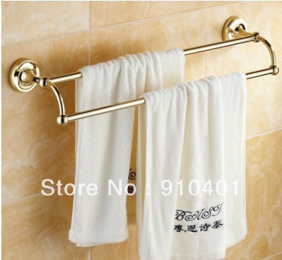 Wholesale And Retail Promotion Fashion Polished Golden Finish Brass Towel Rack Holder Dual Towel Bars Holder [Towel bar ring shelf-4790|]