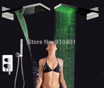 Wholesale And Retail Promotion LED Color Changing Waterfall Rain Shower Faucet Single Lever Valve Single Handle [LED Shower-3326|]