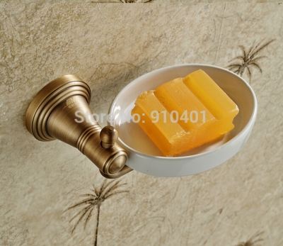 Wholesale And Retail Promotion Luxury Antique Brass Bathroom Soap Dish Holder With Ceramic Soap Dish Wall Mount [Soap Dispenser Soap Dish-4273|]