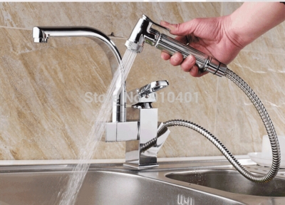 Wholesale And Retail Promotion Luxury Chrome Brass Swivel Spout Kitchen Faucet Pull Out Sprayer Sink Mixer Tap [Chrome Faucet-926|]