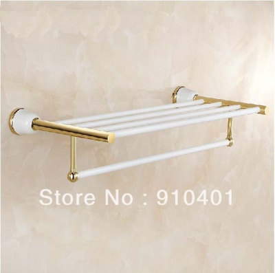 Wholesale And Retail Promotion Modern Bathroom Brass White Painting Clothes Towel Racks Shelf Towel Bar Holder [Towel bar ring shelf-5012|]