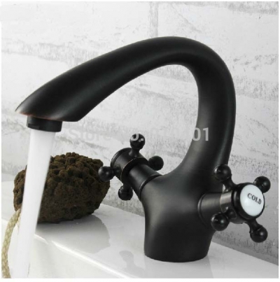 Wholesale And Retail Promotion Modern Oil Rubbed Bronze Bathroom Sink Faucet Dual Cross Handles Sink Mixer Tap [Oil Rubbed Bronze Faucet-3690|]