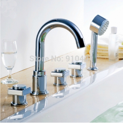 Wholesale And Retail Promotion Modern Widespread Bathroom Tub Faucet Chrome Brass Shower Faucet With Tub Spout [5 PCS Tub Faucet-225|]
