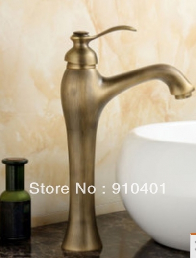 Wholesale And Retail Promotion NEW Antique Brass Bathroom Basin Faucet Single Handle Sink Mixer Tap Tall Style [Antique Brass Faucet-300|]