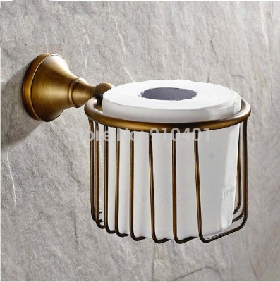 Wholesale And Retail Promotion NEW Antique Brass Bathroom Wall Mounted Toilet Paper Holder Tissue Basket Holder