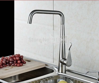 Wholesale And Retail Promotion NEW Brushed Nickel Solid Brass Kitchen Faucet Single Handle Hole Sink Mixer Tap [Brushed Nickel Faucet-725|]