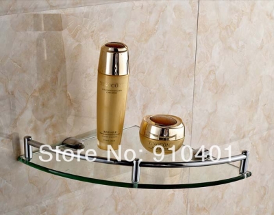 Wholesale And Retail Promotion NEW Chrome Brass Glass Wall Mount Bathroom Corner Shelf Caddy Cosmetic Storage [Storage Holders & Racks-4363|]