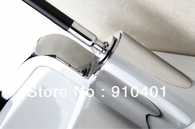 Wholesale And Retail Promotion NEW Deck Mounted Waterfall Bathroom Basin Faucet Swivel Handle Sink Mixer Tap