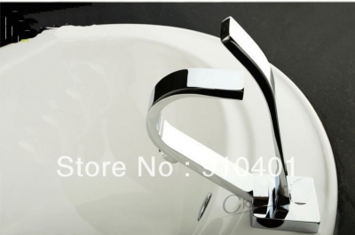 Wholesale And Retail Promotion NEW Design Deck Mounted Chrome Brass Bathroom Basin Faucet Single Handle Mixer [Chrome Faucet-1591|]