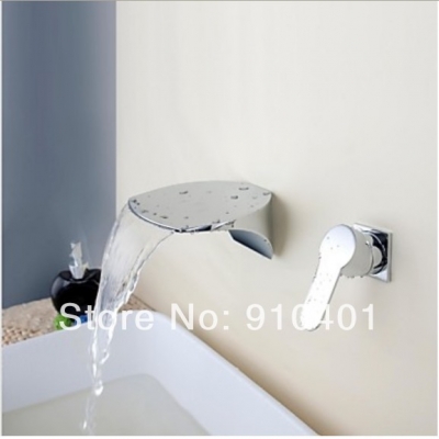 Wholesale And Retail Promotion NEW Elegant Wall Mounted Waterfall Faucet Single Handle Bathroom Sink Mixer Tap [Chrome Faucet-1703|]