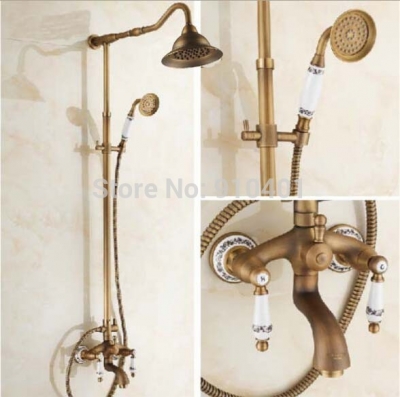 Wholesale And Retail Promotion NEW Luxury Antique Brass Rain Shower Faucet Ceramic Style Rain Shower Mixer Tap [Antique Brass Shower-511|]