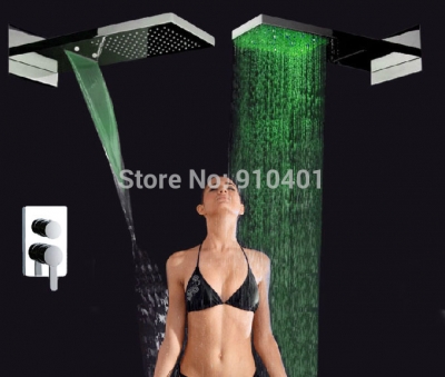Wholesale And Retail Promotion NEW Luxury LED Waterfall Shower Faucet Single Handle Valve Mixer Tap Shower Set