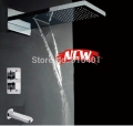 Wholesale And Retail Promotion NEW Modern Chrome Brass Waterfall Rain Shower Thermostatic Valve Tub Mixer Tap