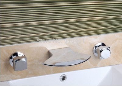 Wholesale And Retail Promotion NEW Polished Chrome Brass Waterfall Wall Mounted Spout Sink Mixer Tap Tub Faucet