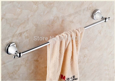 Wholesale And Retail Promotion NEW Wall Mounted Chrome White Painting Towel Rack Holder Single Towel Bar Holder [Towel bar ring shelf-5120|]