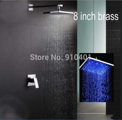 Wholesale And Retail Promotion NEW Wall Mounted LED Rain Shower Faucet Set Single Handle Valve Mixer Tap Chrome