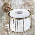 Wholesale And Retail Promotion NEW ntique Brass Toilet Paper Holder Cosmetic Shower Caddy Storage Flower Carve
