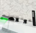 Wholesale And Retail Promotion Oil Rubbed Bronze LED Color Roman Waterfall Bathroom Tub Faucet W/Hand Shower