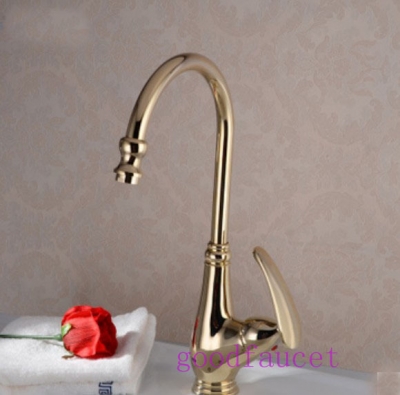Wholesale And Retail Promotion Polished Gold Swivel Spout Brass Kitchen Faucet Vessel Mixer Tap Single Handle