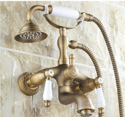 Wholesale And Retail Promotion Telephone Style Shower Faucet Antique Brass 8" shower head Bathroom Mixer tap