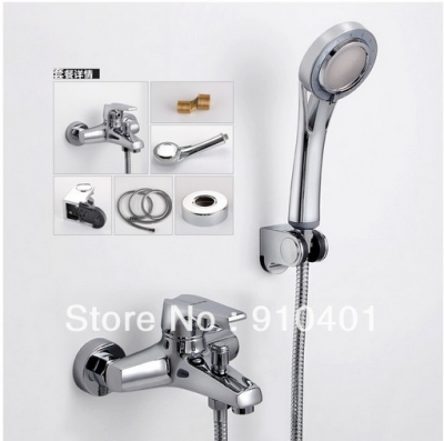 Wholesale And Retail Promotion Wall Mounted Bathroom Tub Faucet With High Pressure Hand Shower Shower Faucet Set [Chrome Shower-2171|]