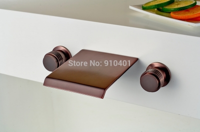 Wholesale And Retail Promotion Wall Mounted Square Waterfall Bathroom Basin Faucet Tub Sink Mixer Tap 2 Handles [Oil Rubbed Bronze Faucet-3701|]