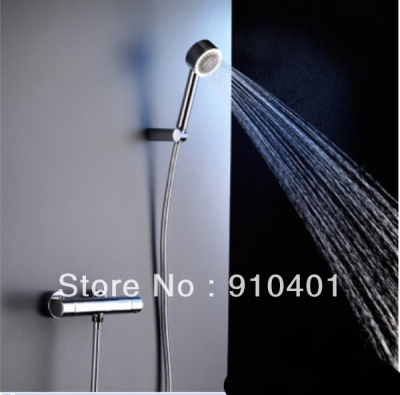 Wholesale And Retail Promotion wall mounted thermostatic shower faucets set double handles with handheld shower