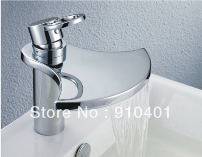 Wholesale and Retail Promotion Deck Mounted Waterfall Bathroom Basin Faucet Single Handle Sink Mixer Tap Chrome