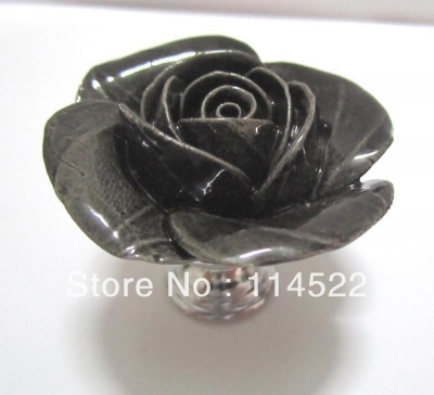 zinc alloy with hand made ceramic black rose knobs with gold edge cabinet pull jewellery hook knobs kids dresser knobs MG-16 [NewItems-367|]