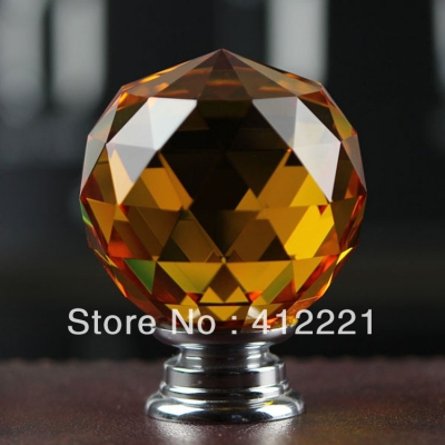 - 10x 35mm Crystal Amber Orange ROUND Cabinet Knob Drawer Pull Handle Kitchen Door Wardrobe Hardware