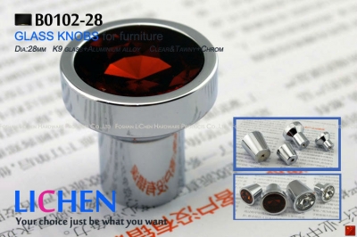 28mm LICHEN K9 Glass Knobs Aluminum alloy knobs Crystal Furniture Handle Drawer Handle& Cabinet &Drawer Knob
