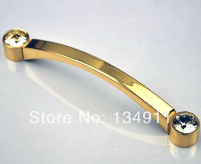 6pcs 128mm Golden Crystal Contemporary Kitchen Clothing Closet Desk Kids Cabinet Diamond Drawer Long Knobs Handle