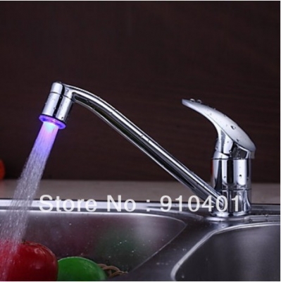 Brand NEW Water Faucet Color Changing Kitchen Mixer Tap Temperature Sensor LED Light Swivel Spout Chrome