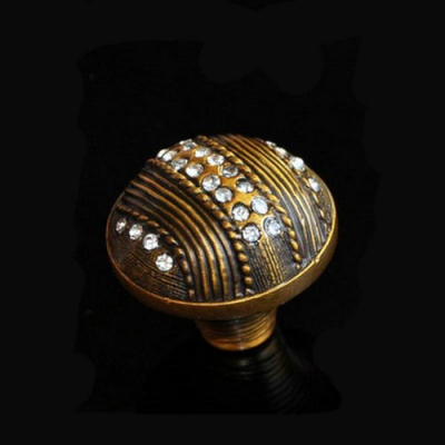 Cabinet Knobs Handles Decorated With Crystal Drawer Knobs Handles Pulls Cupboard Knobs Coffee Color Single Hole Round 32mm
