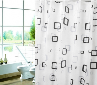 Free Sgipping Wholesale And Retail Promotion Euro Style Small Check Pattern Shower Curtain Waterproof Bath Curtain W/ Hooks