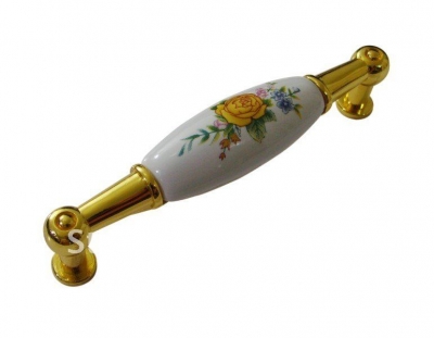Gold zinc alloy ceramic door handle/ knobs Furniture Hardware accesories 10pc per lot Wholesale & retail Shipping discount