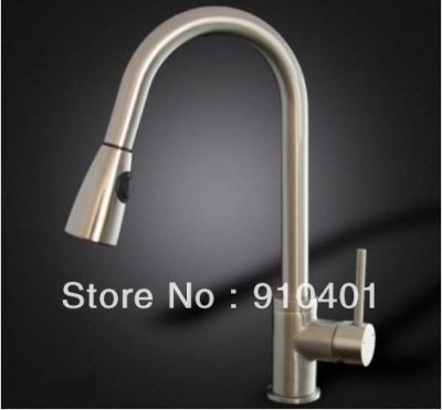 Solid brass in brushed nickle Pull down 2 function stream &spray Kitchen faucet swivel spout mixer tap high quality