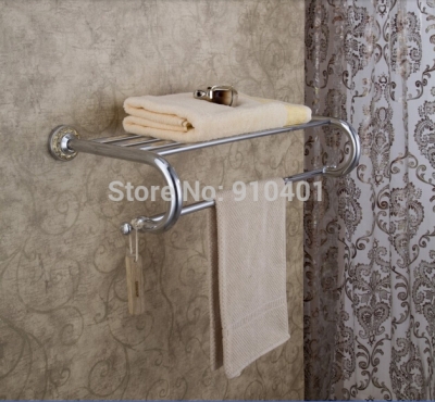 Wholdsale And Retail Promotion Modern Chrome Brass Bathroom Shelf Towel Rack Holder With Towel Bar Wall Mounted [Towel bar ring shelf-4886|]